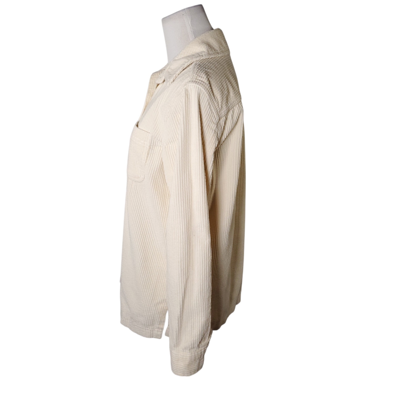 Ll Bean Cream Corduroy Shirt Wide Wale Long Sleeve Button Down Top Petite Sz Xsp — image 8 of 8